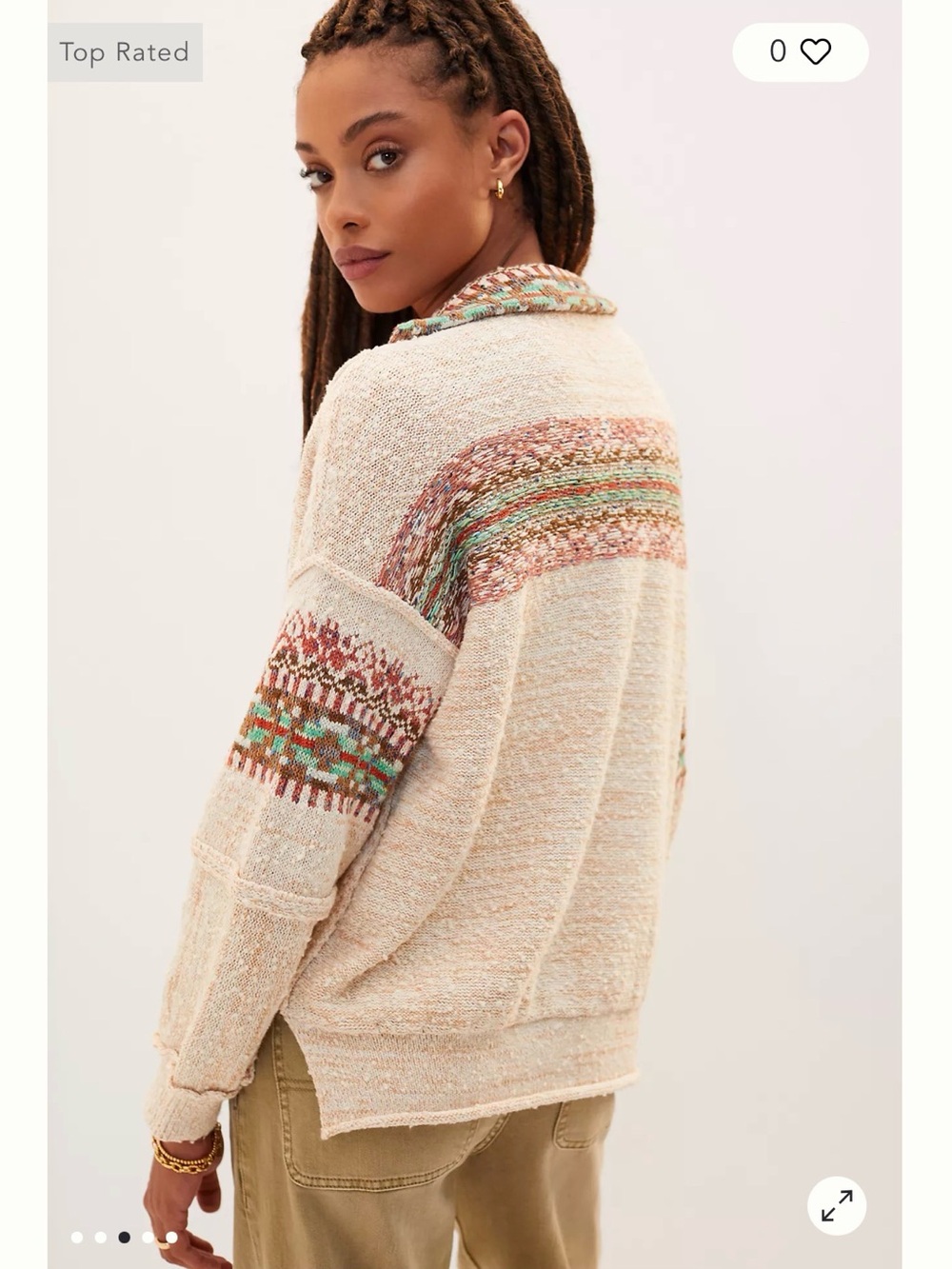 Women’s Pilcro by anthropology coastal pullover size XS in cream multi-colored - Picture 2 of 12